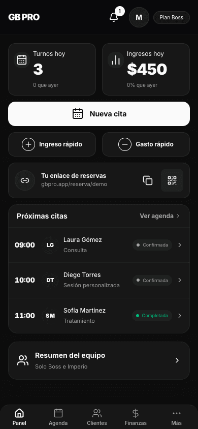 Painel do GB PRO no celular